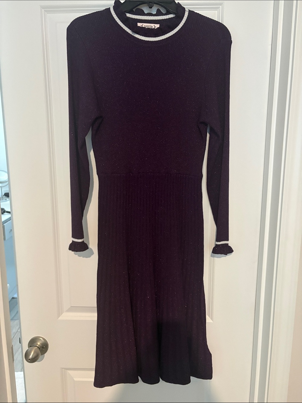 Nanette Nanette Lepore Eggplant Sparkle Knit Sweater Long-Sleeve Dress